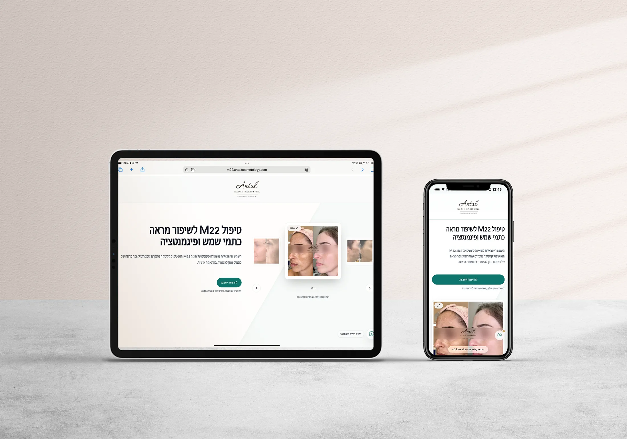 Responsive preview for a focused landing page